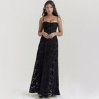 Lace Strapless Elegant Evening Dress | High Waist A-Line Gown Women