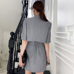 Suit Collar Chic Double-Breasted Back Hollow