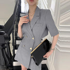 Suit Collar Chic Double-Breasted Back Hollow