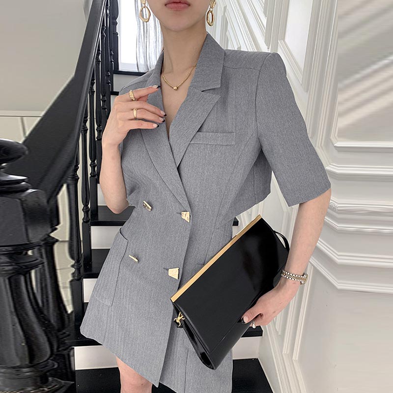 Suit Collar Chic Double-Breasted Back Hollow