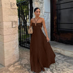 Pleated Halter Sling Dress | High Waist Club Party Dress Women