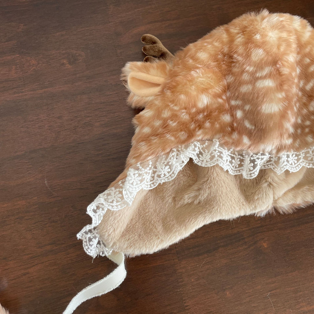 Plush Simulation Cute Lace Elk Thickened Hat Women