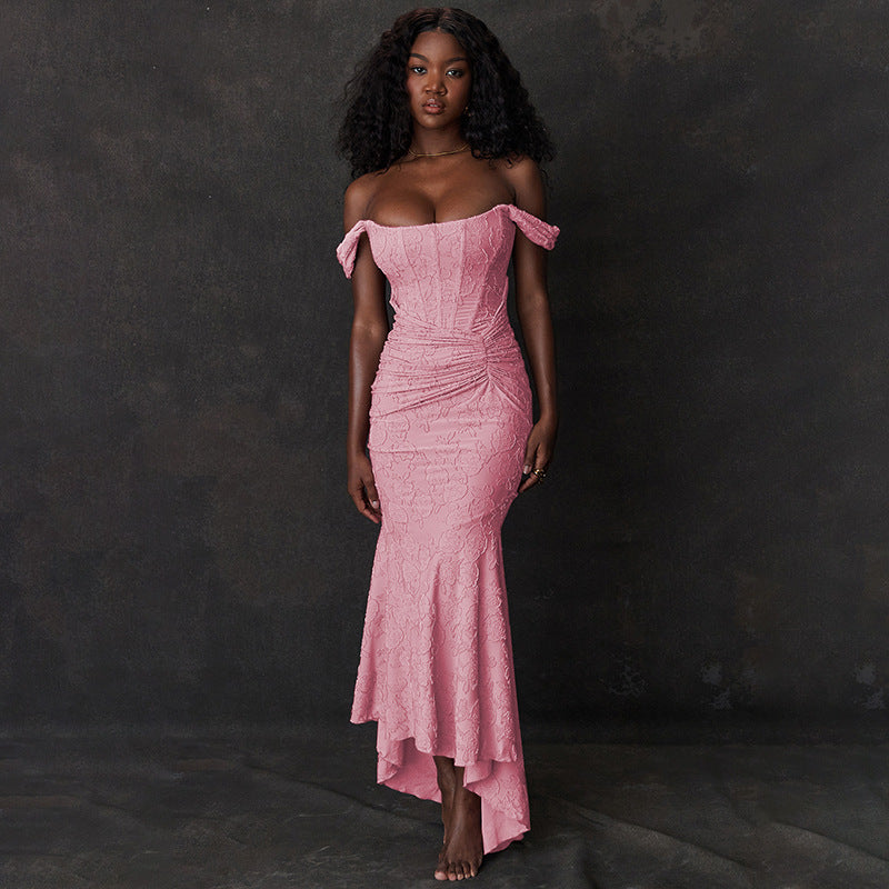 Off-Shoulder Ruched Bodycon Dress | Backless Club Party Dress Women