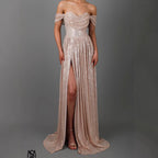 Sequin Slit Maxi Ball Gown | Strapless Prom Dress Women