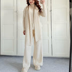 Warm Casual Neck Warmer Top And Pants Sweater Set