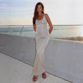 Hip-wrapped Round Neck Dress Knitted Vacation Style Beach Skirt