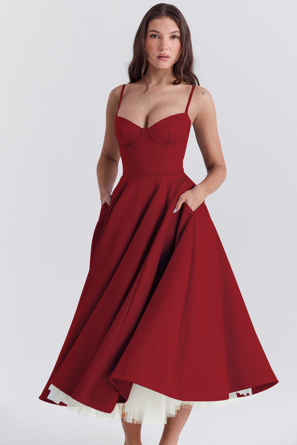 Mesh Maxi Double-layer Slip Dress For Women
