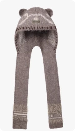 Cute Bear Ear-covering Knitted Hat For Women