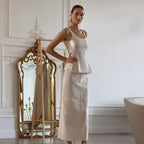 Strapless Waist-cinching Top And Fishtail Maxi Skirt Set