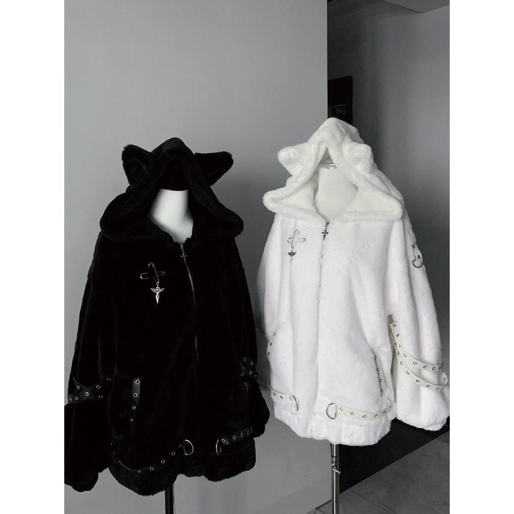 Cute Sweet Cat-ear Coat Mid-length Outerwear