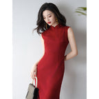 Chinese Red Simple Temperament Dress