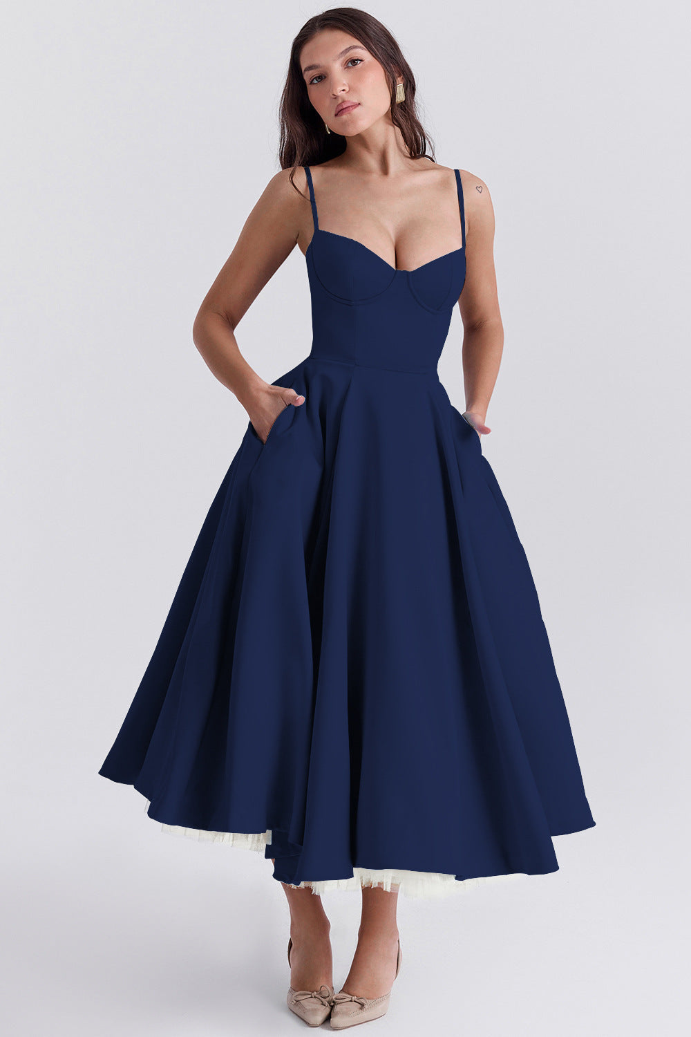 Mesh Maxi Double-layer Slip Dress For Women