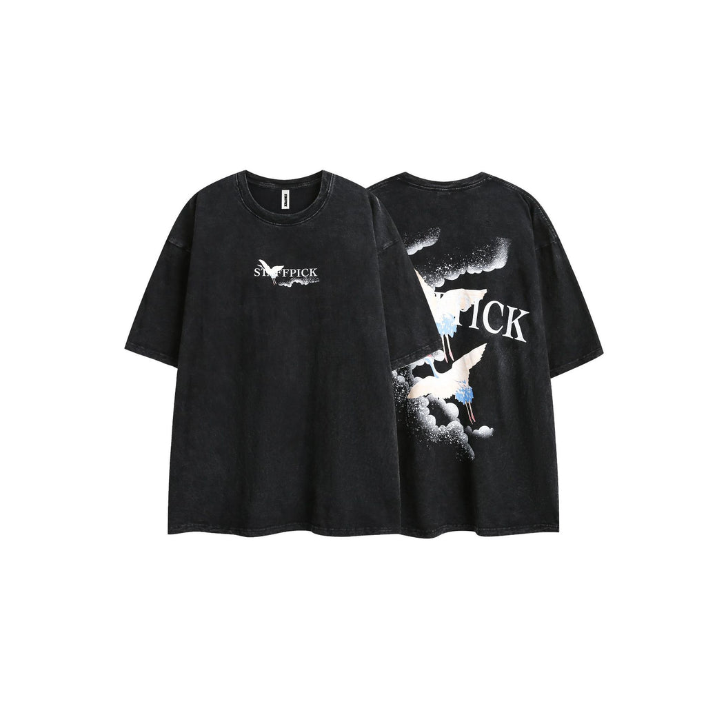 Street Tide Brand Wash Short Sleeve