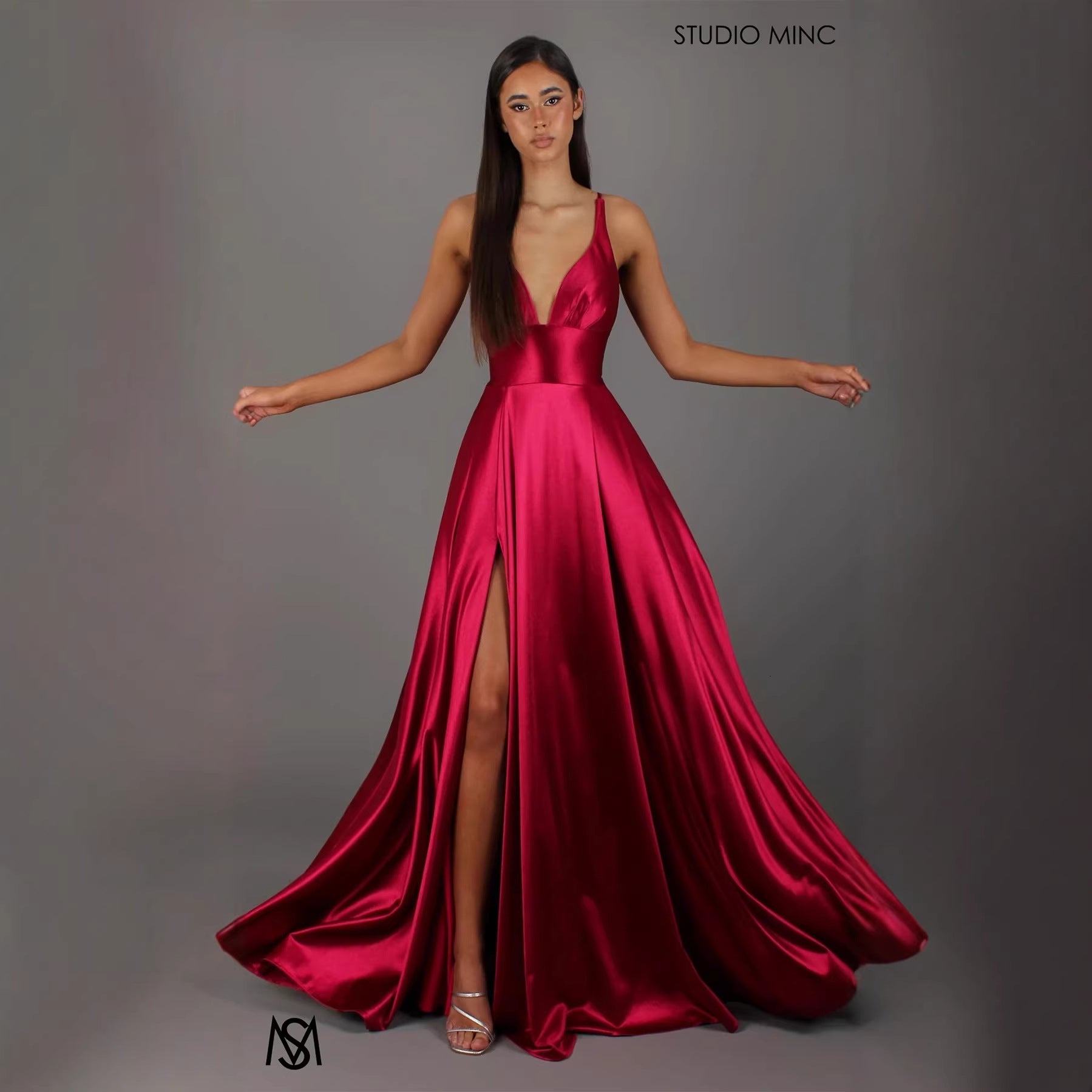 Women's Strap Solid Color V-Neck Dress