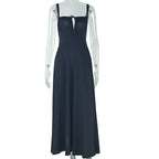 Womens Solid-Colored Bustier Slit Lace-Up Casual Dress