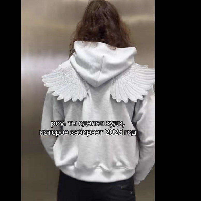 Creative Solid-Color Cute Angel Wings Hoodie