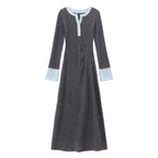 Womens Fashionable Slimming Patchwork Long-Sleeve Dress