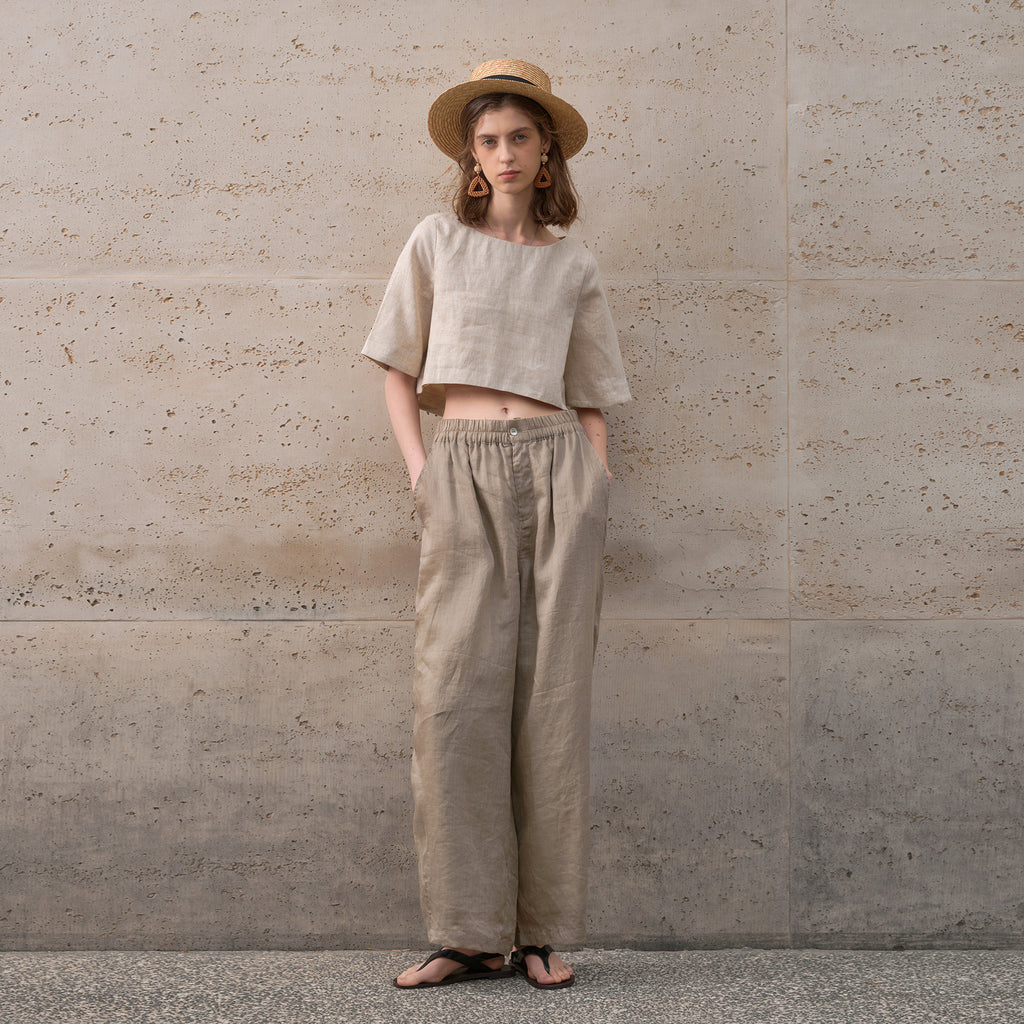 Loose-fitting Round-neck Mid-sleeve Summer Euro-American Crop Top