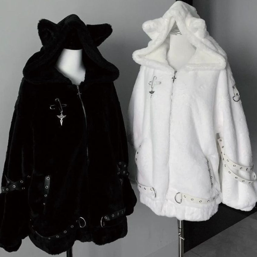 Cute Sweet Cat-ear Coat Mid-length Outerwear