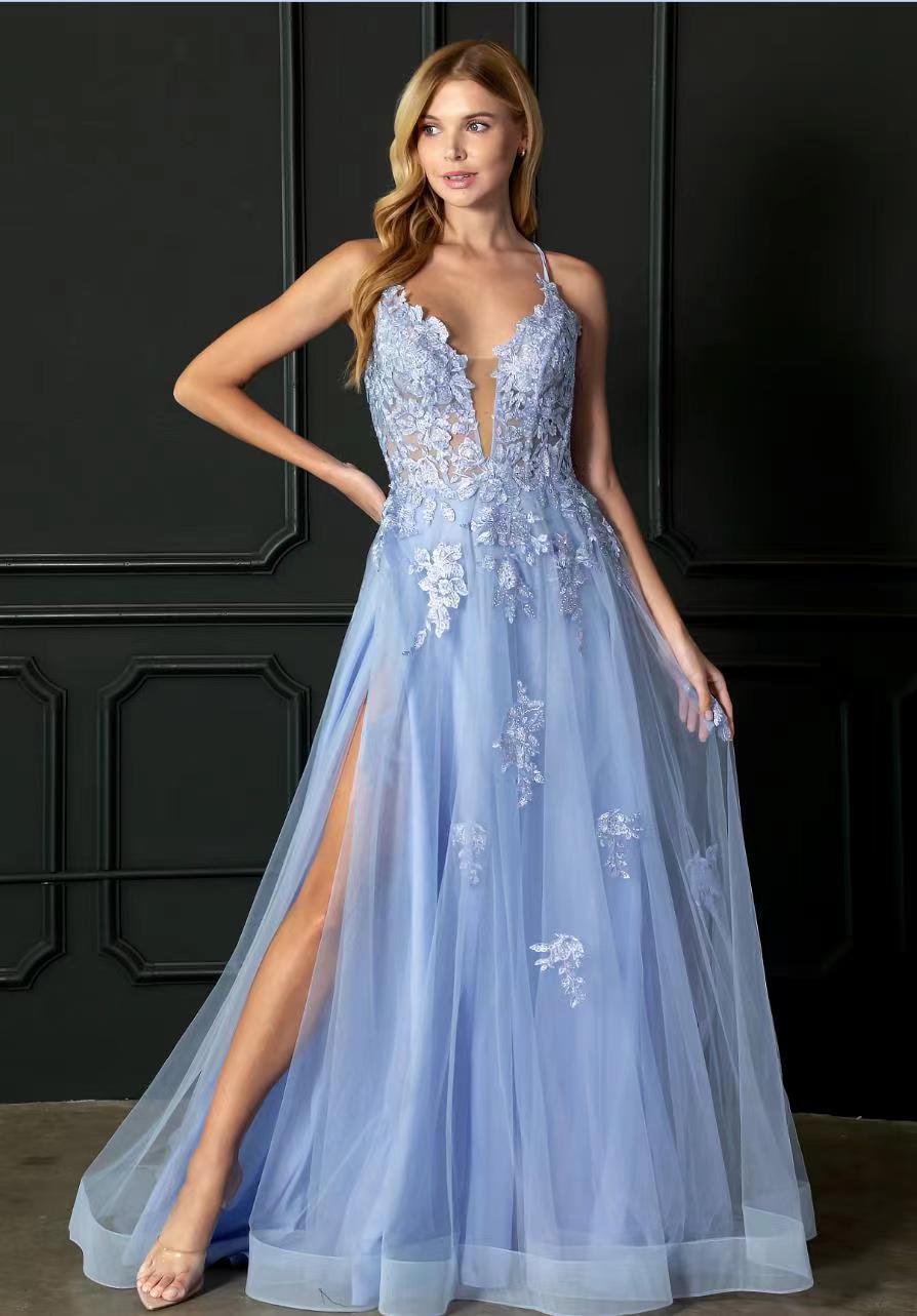 Lace-Up Dance Evening Dress | Princess Sleeve Long Formal Gown Women