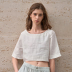 Loose-fitting Round-neck Mid-sleeve Summer Euro-American Crop Top
