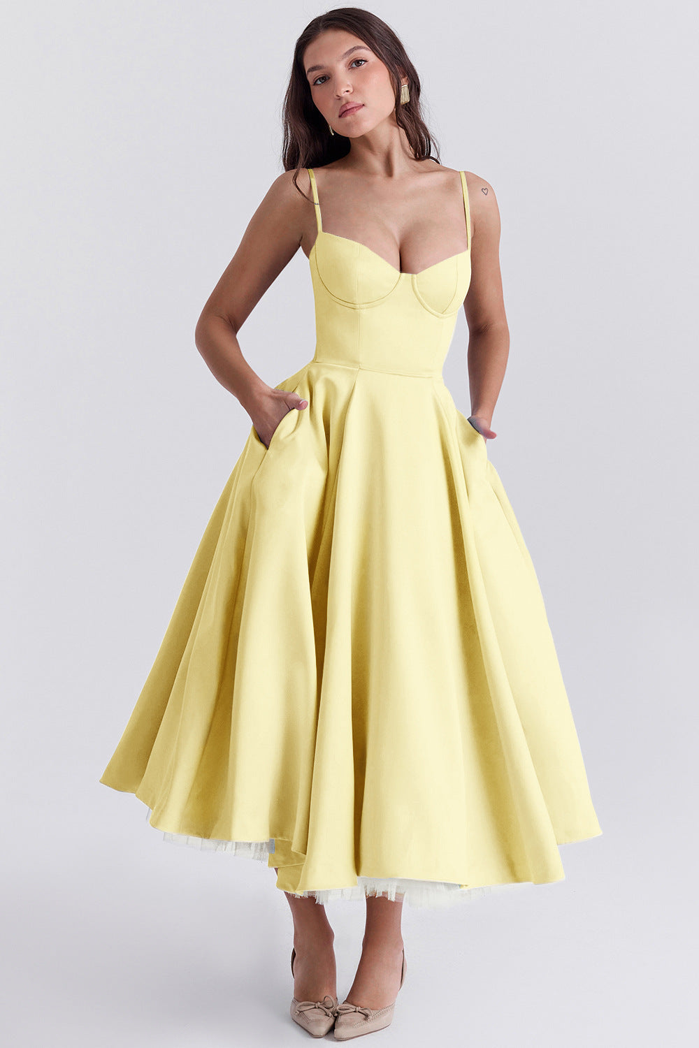 Mesh Maxi Double-layer Slip Dress For Women