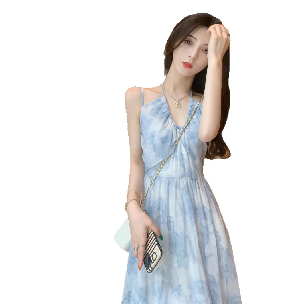 Floral Halter Spaghetti Straps Seaside Vacation Pure Desire Dress