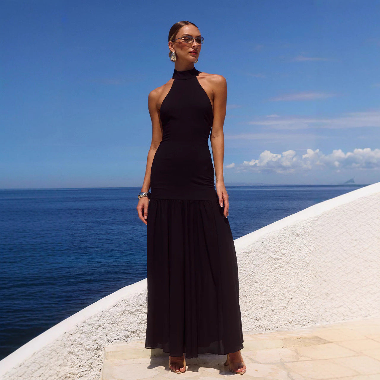 Flowing Resort-style Patchwork Maxi Dress, Fairy-like Gown