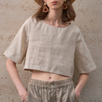 Loose-fitting Round-neck Mid-sleeve Summer Euro-American Crop Top