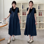 Plus-size Thin Denim Vest Skirt Base T-shirt Two-piece Set
