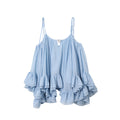 Blue Vacation Spaghetti Straps Top And Skirt Suit