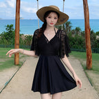Women's Skirted One-Piece Swimsuit And Briefs Set