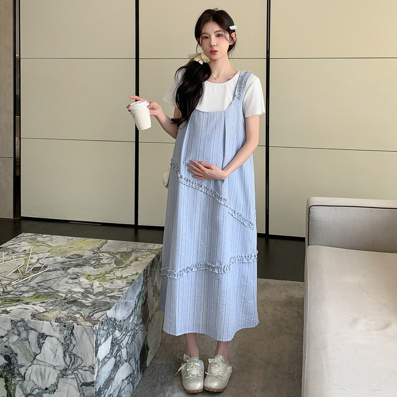 Sweet Korean-style Loose-fitting Figure-flattering Top And Vest Skirt Two-piece Set