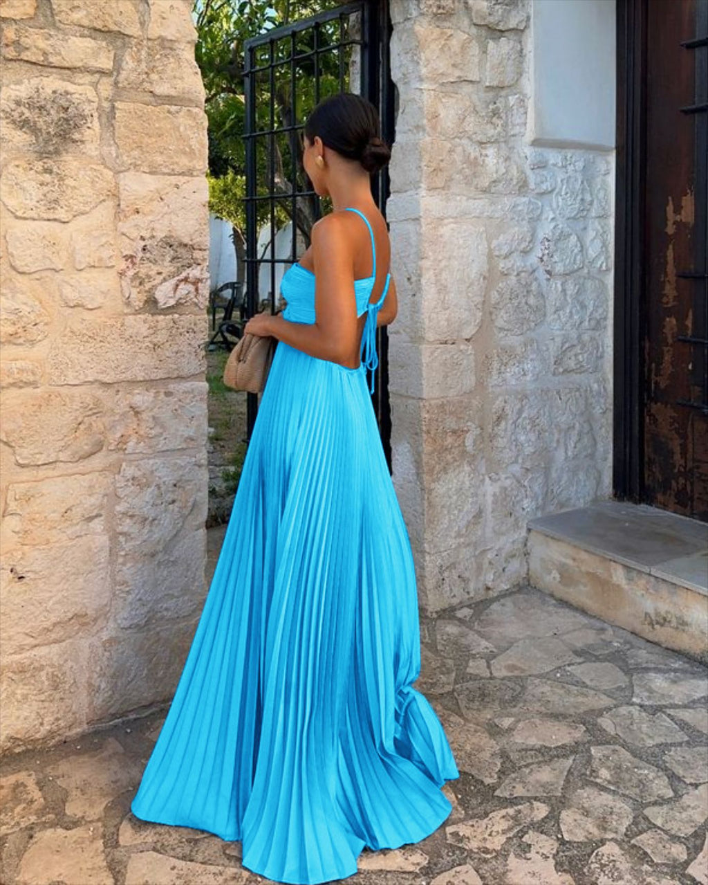 Pleated Halter Sling Dress | High Waist Club Party Dress Women
