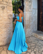 Pleated Halter Sling Dress | High Waist Club Party Dress Women
