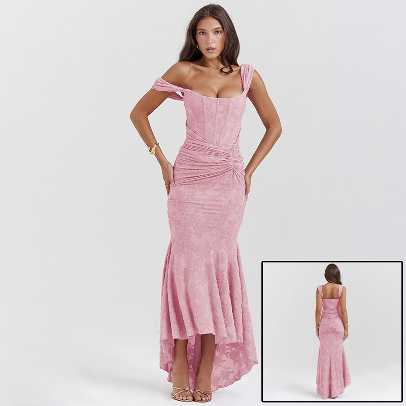 Off-Shoulder Ruched Bodycon Dress | Backless Club Party Dress Women