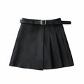 Pure Color Pleated Skirt Short Skirt Women Casual Simple Skirt