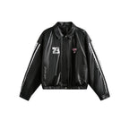 Women's Street Black Lace Love Number Embroidered Lapel Jacket