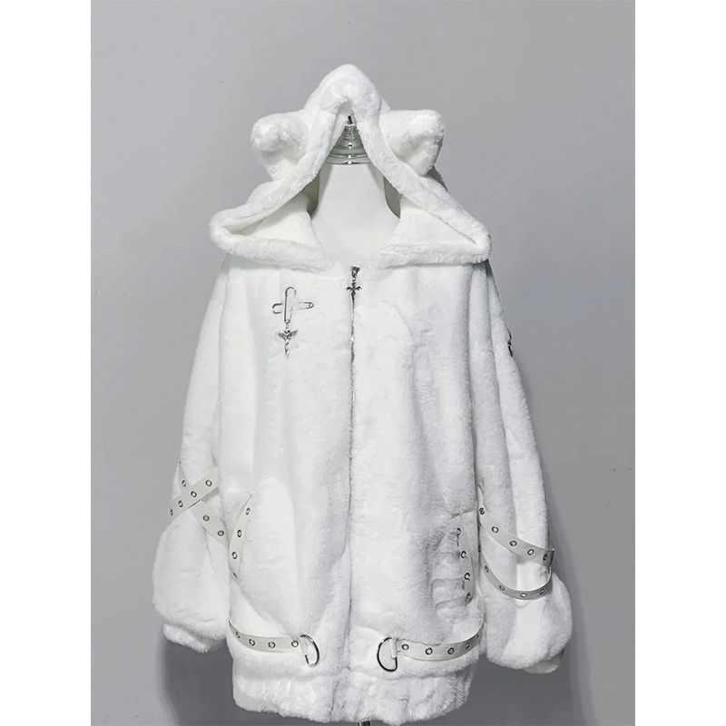 Cute Sweet Cat-ear Coat Mid-length Outerwear