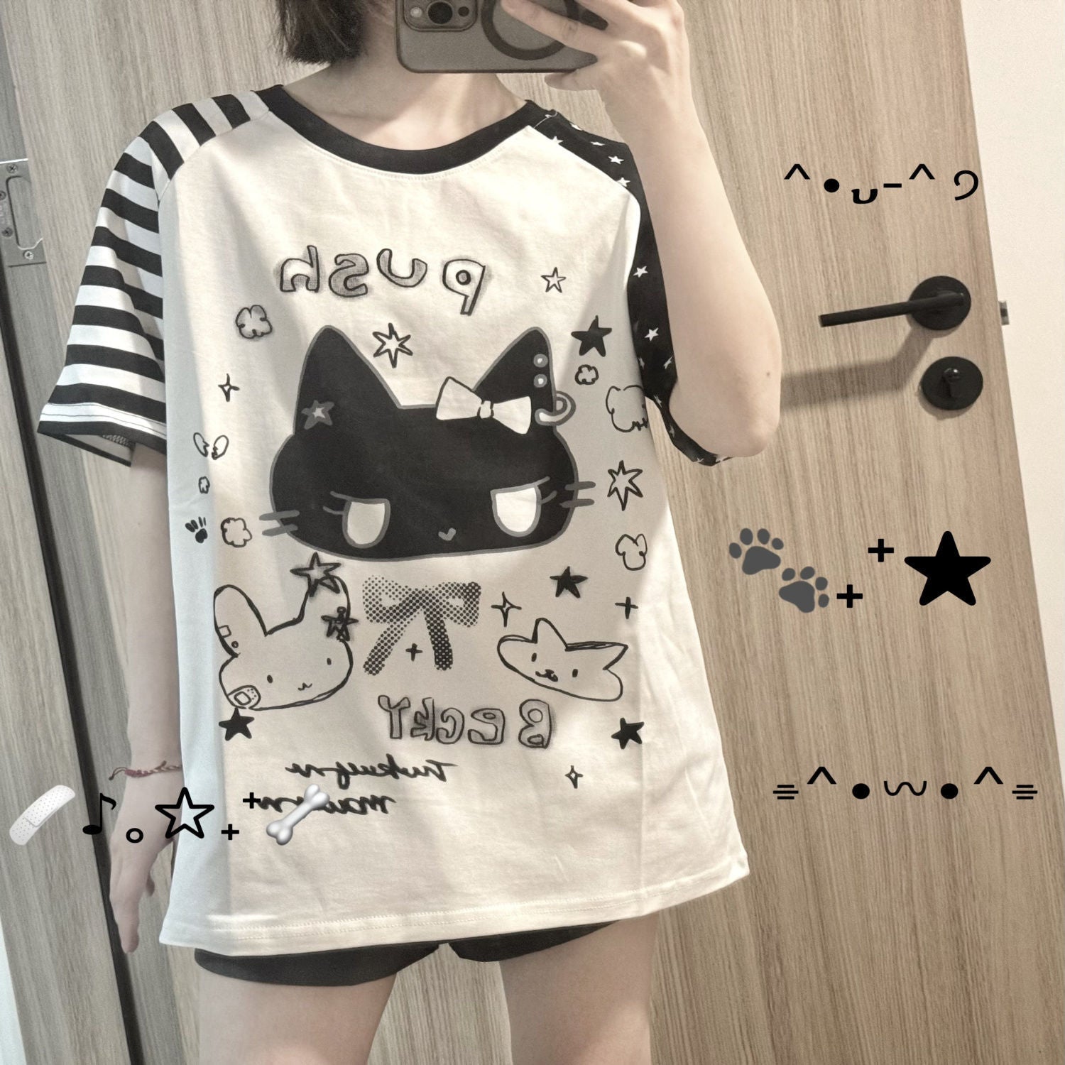 Japanese Cute Cute Cat Short-sleeved T-shirt