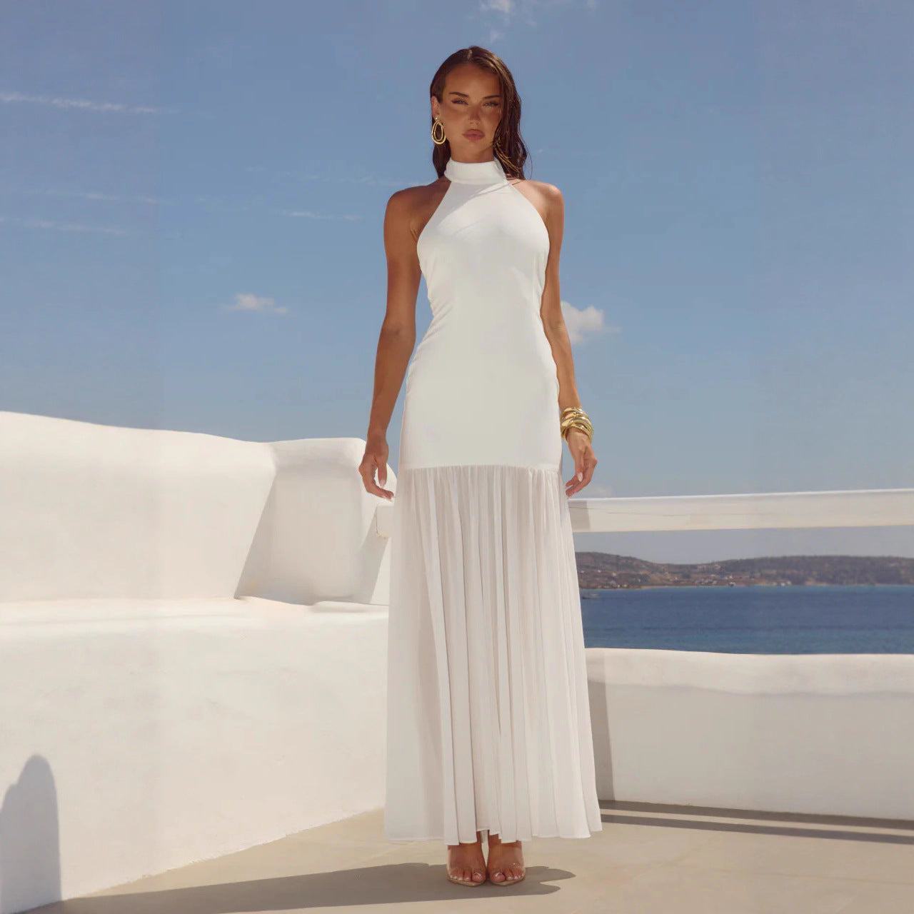 Flowing Resort-style Patchwork Maxi Dress, Fairy-like Gown