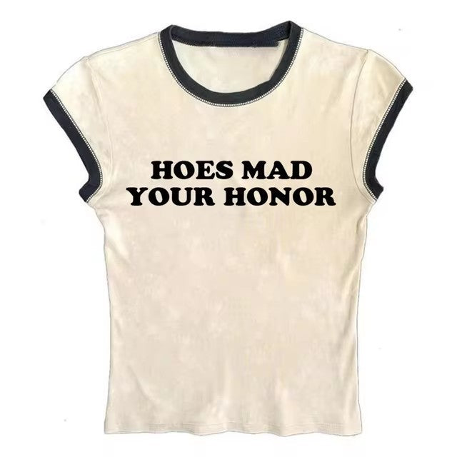 Sweet Cute Casual Letter Printed T-shirt Top Round Neck