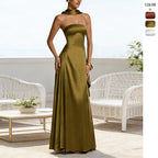 Backless Evening Gown Women | Waist-Cinching Tube Top Maxi Dress