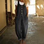 Women's Buckle Jumpsuit Casual Retro Multi-Pocket Overalls