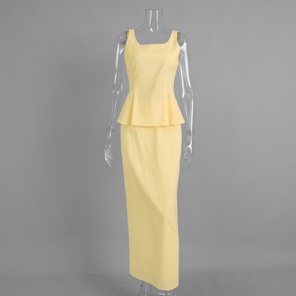 Strapless Waist-cinching Top And Fishtail Maxi Skirt Set
