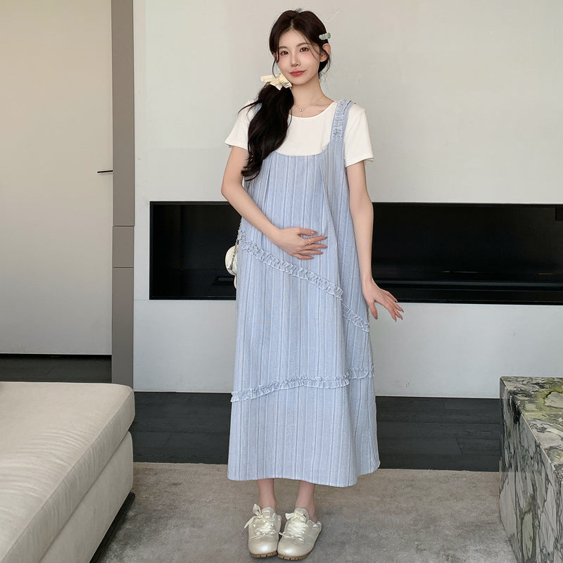 Sweet Korean-style Loose-fitting Figure-flattering Top And Vest Skirt Two-piece Set