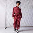 Womens Color-Block Drawstring Sports Jacket And Pants Set