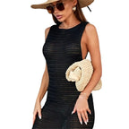 Hollow Knit Vacation Beach Split Chic Long Dress