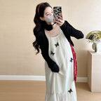Fashionable Sweet 3D Butterfly Suspender Dress Sun-Protective Shirt Set
