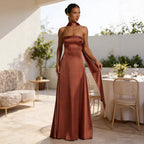 Backless Evening Gown Women | Waist-Cinching Tube Top Maxi Dress